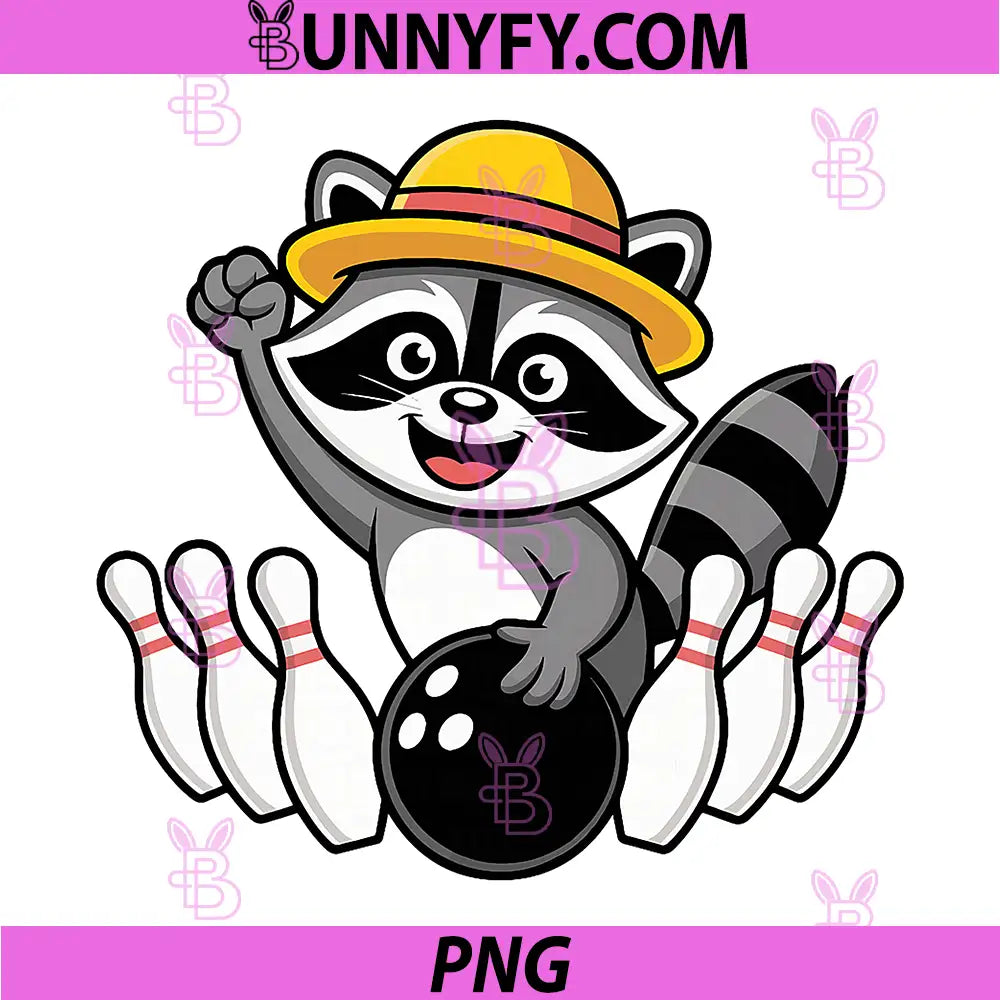 Bowling Raccoon Mascot PNG, Cute Animal Bowling Clipart PNG