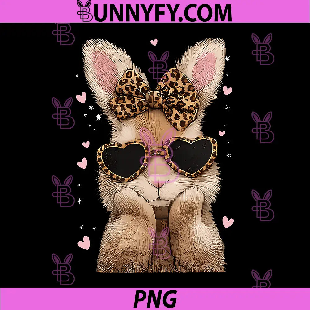 Funny Bunny Face Glasses PNG, Bandana Leopard Rabbit Happy Easter PNG