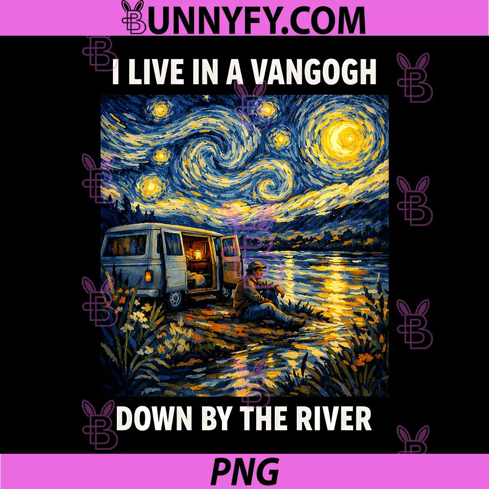 I Live in Vangogh Down By The River PNG, Van Gogh Art Performance PNG