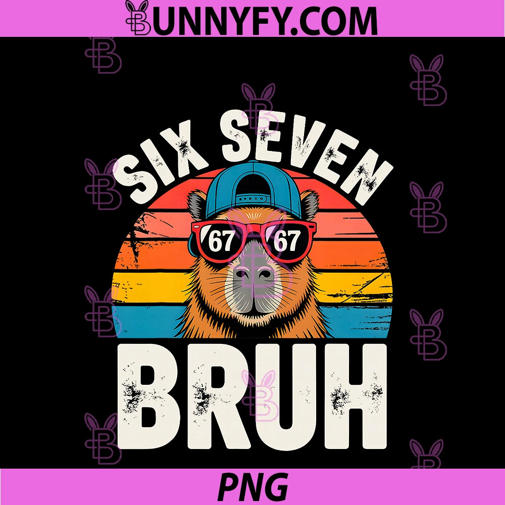 Funny Capybara Six Seven Bruh PNG, Meme 67 Gen Alpha PNG