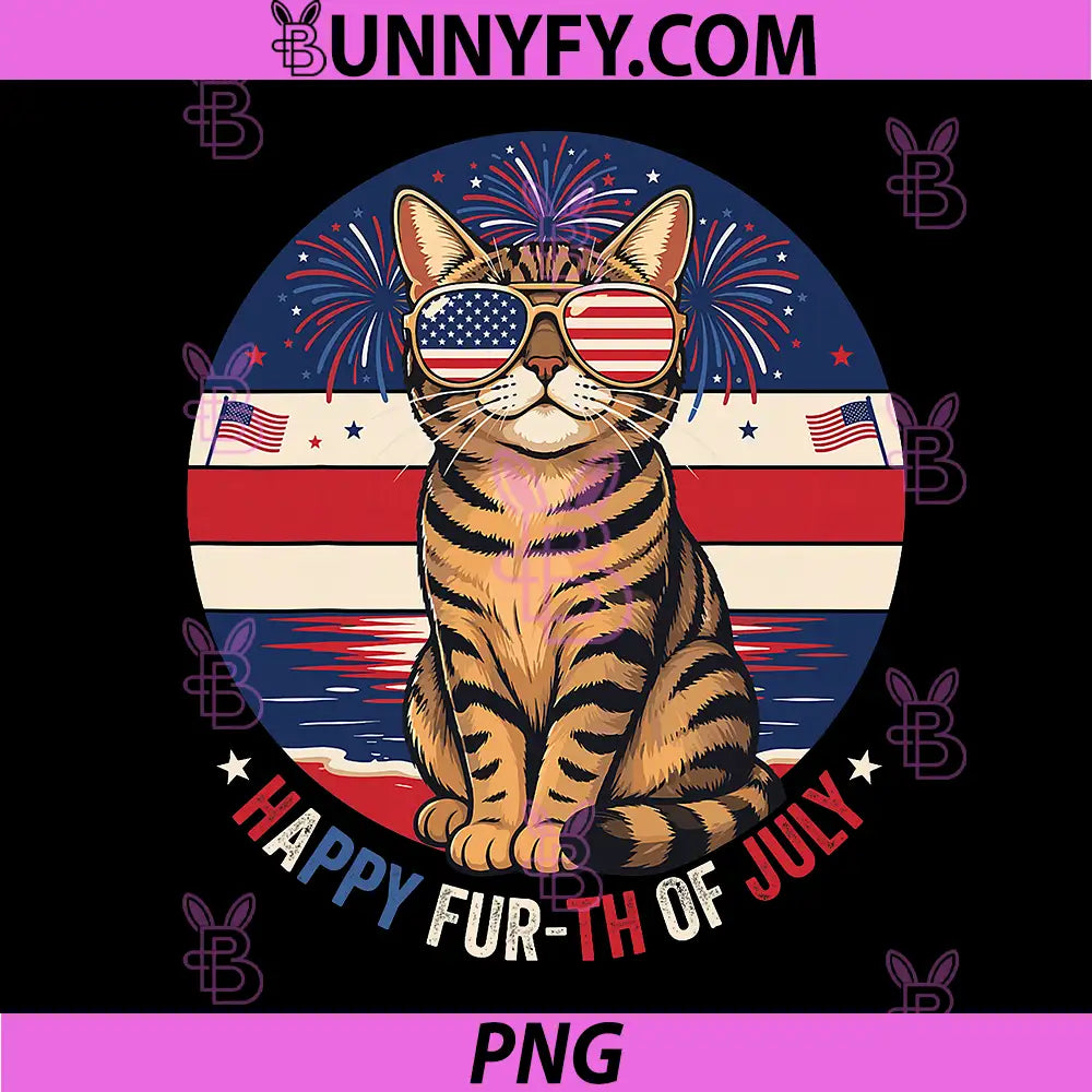Funny Cat 4th of July PNG, Happy Fur-th of July PNG