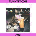 Funny Cat Drinking Iced Coffee PNG, Funny Cat Lover Animal Meme PNG