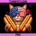 Funny Cat Hotdog 4th of July PNG, Patriotic USA Flag PNG