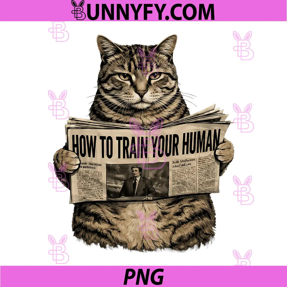 Funny Cat How to Train Your Human PNG, Lazy Kitty Joke Meme PNG