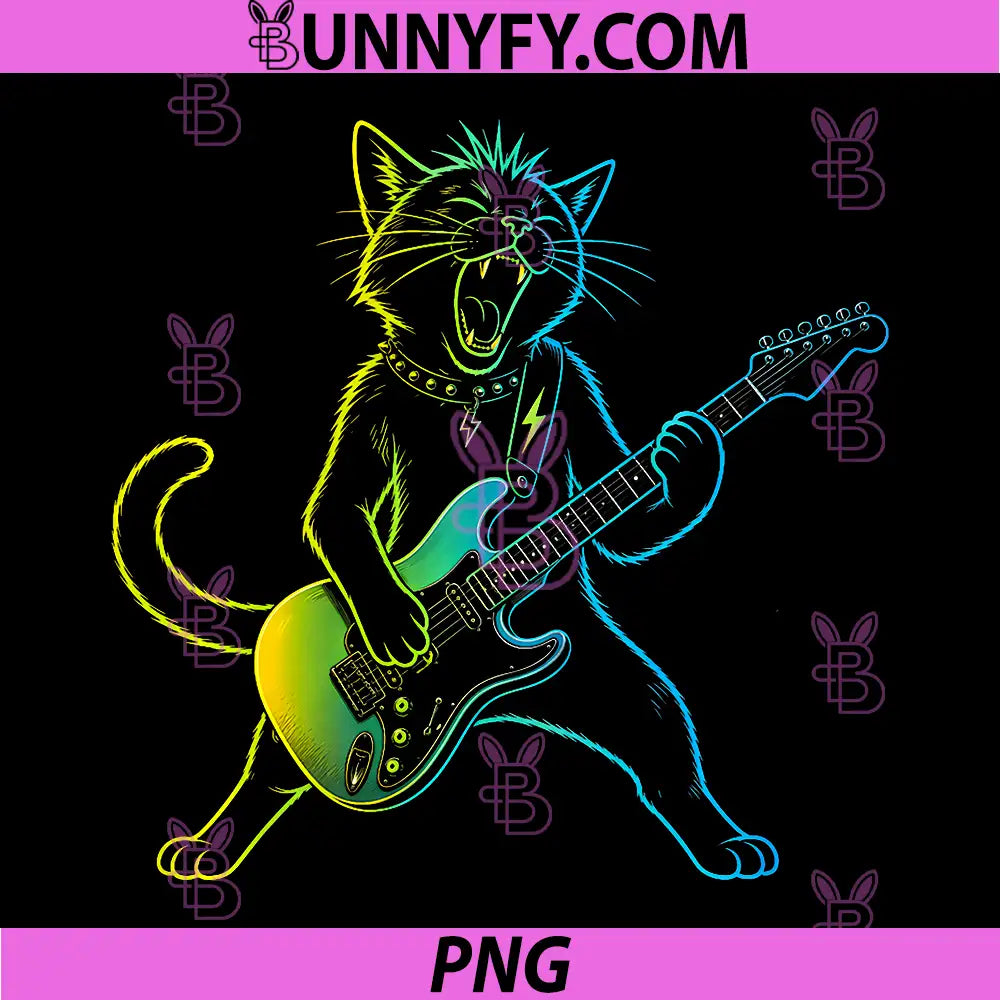 Funny Cat Playing Guitar PNG, Rockn Roll Band Rockstar PNG