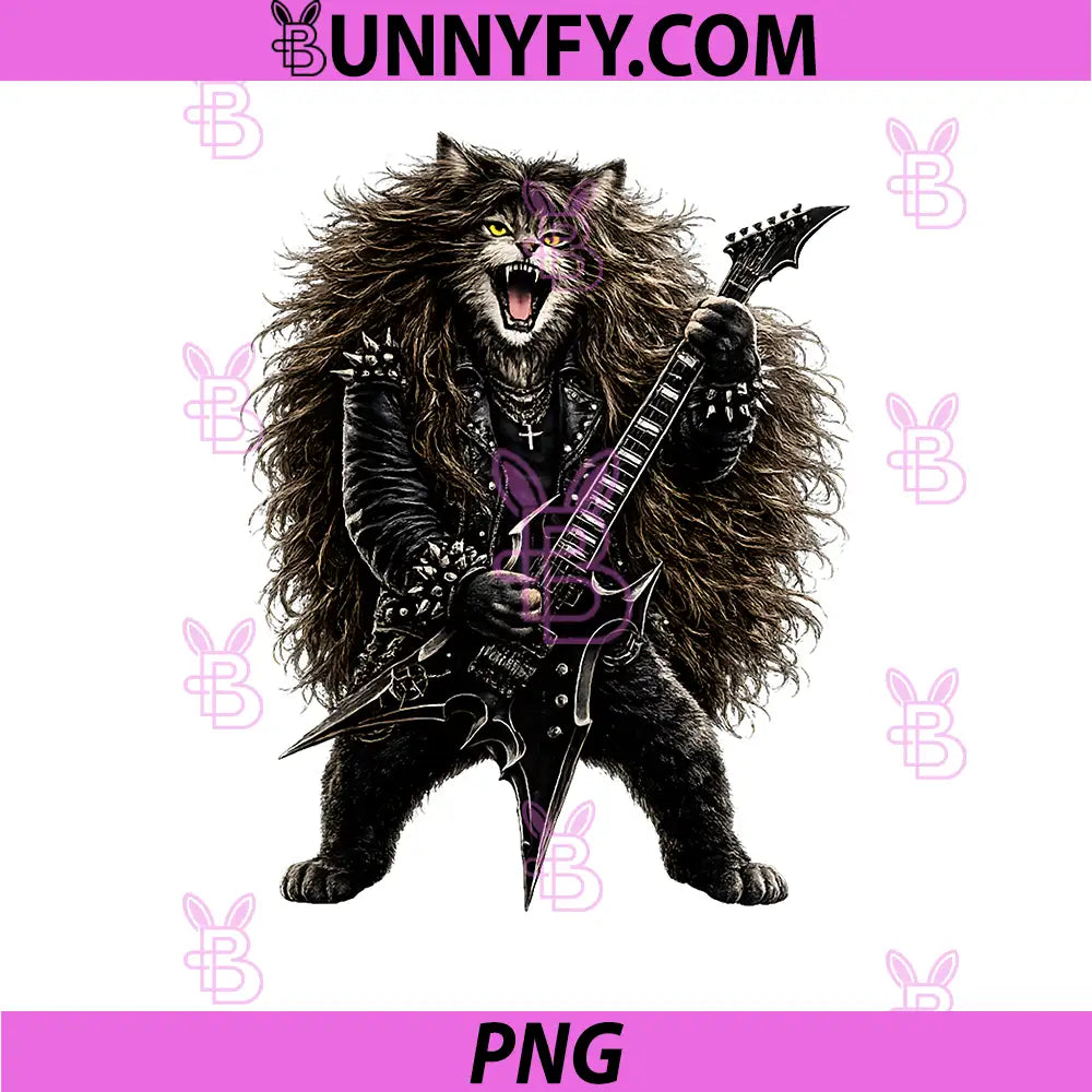 Cat Playing Guitar Rock'n Roll PNG, Music Musician Cats PNG
