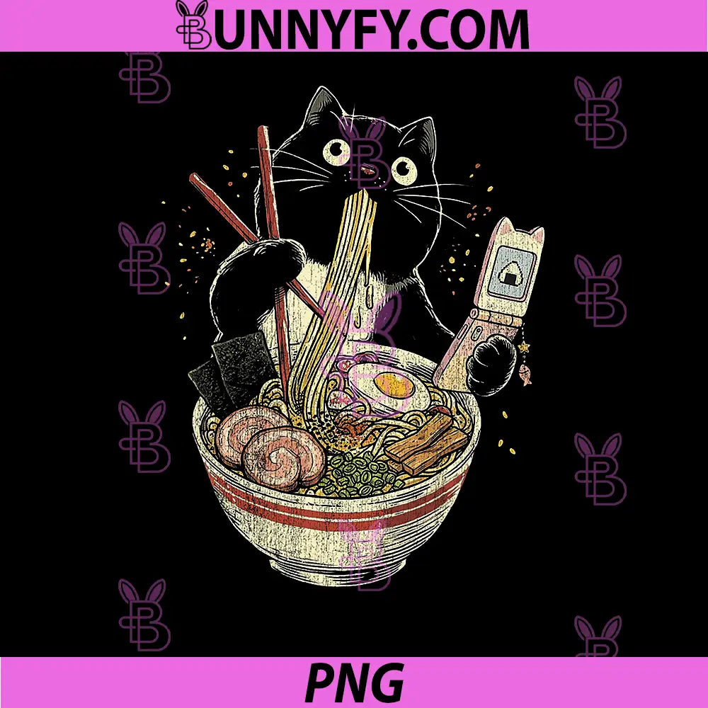 Funny Cat Ramen Anime PNG, Aesthetic Kawaii Foodie PNG