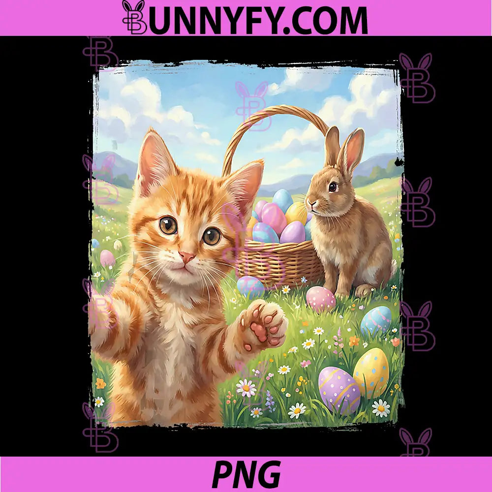 Funny Cat Selfie PNG, Easter Bunny PNG