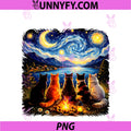 Funny Cat Starry Night Van Gogh PNG, Cats Campfire Nature Outdoor PNG