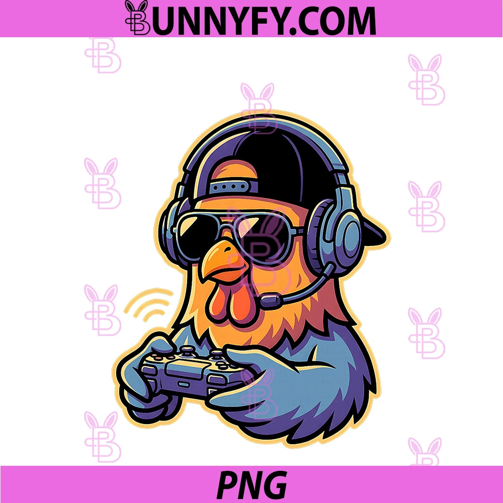 Funny Chicken Gamer Tee Gaming PNG, Headset Gamepad Video Games PNG