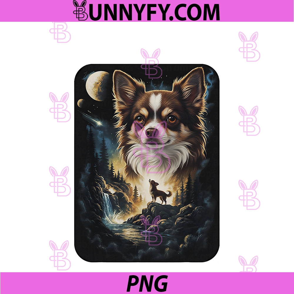 Funny Chihuahua Howling At The Moon PNG, Mystical Art PNG