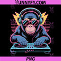 Funny Chimp DJ Turntable PNG, Synthwave Sarcastic Joke PNG