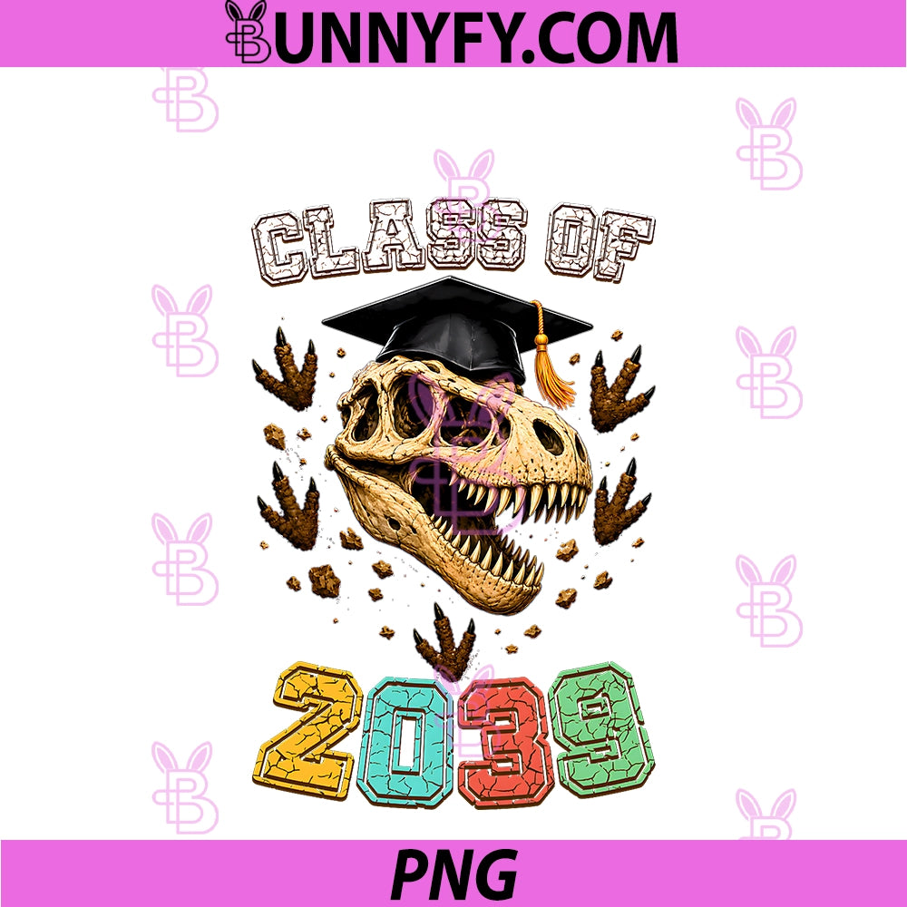 Funny Class Of 2039PNG,  Grow With Me Dinosaur Graduation Skull PNG