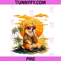 Funny Corgi Coffee Sunglasses PNG, Hawaiian Sunset Corgi Lovers PNG