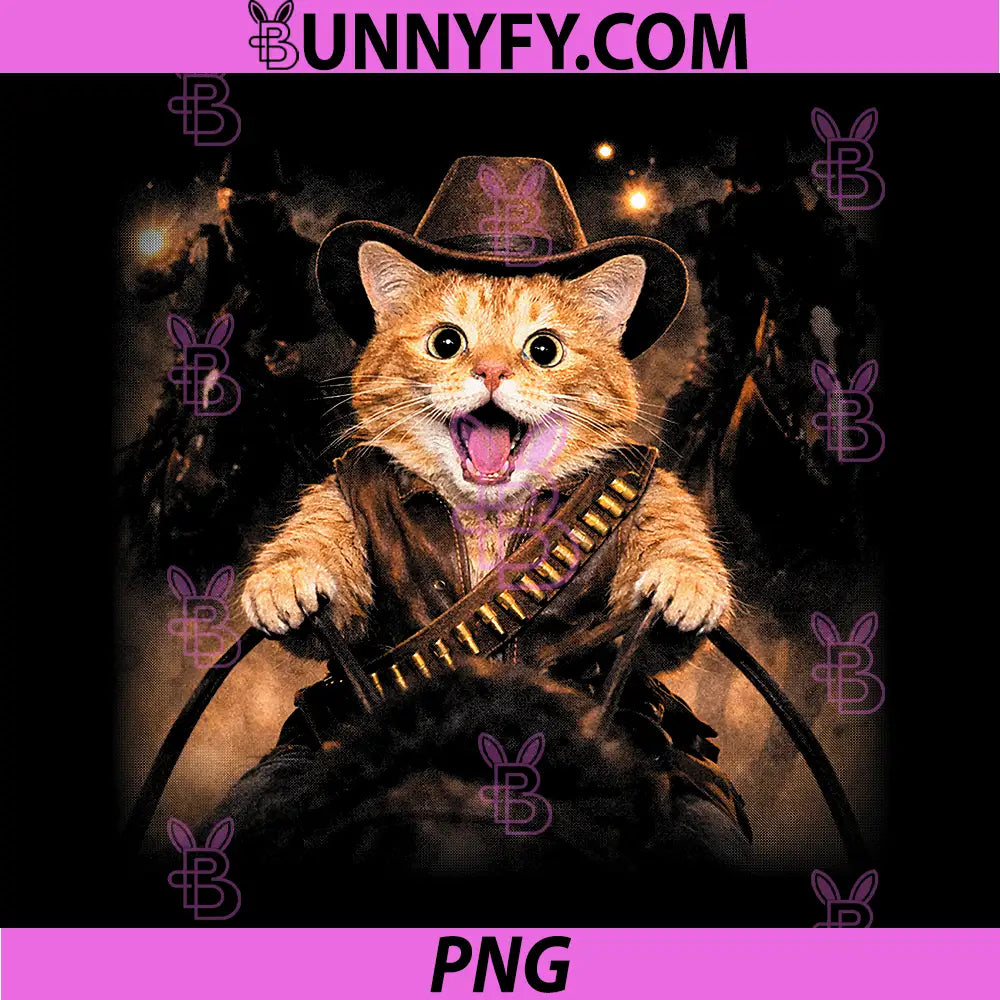 Funny Cowboy Cat Outlaw PNG, Realistic Orange Tabby Meme PNG