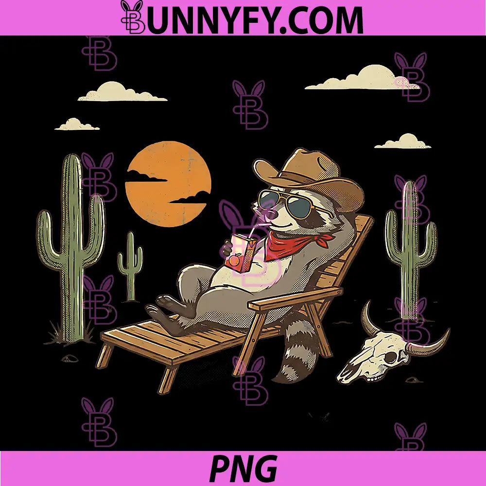 Funny Cowboy Raccoon PNG, Western Country Wild West Retro PNG 