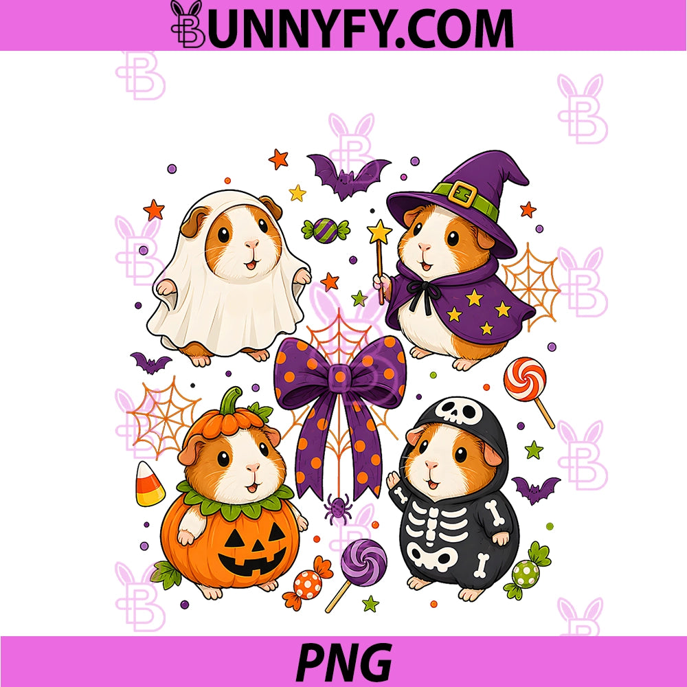 Funny Cozy Guinea Pig Autumn Fall Spooky Season PNG, Halloween PNG