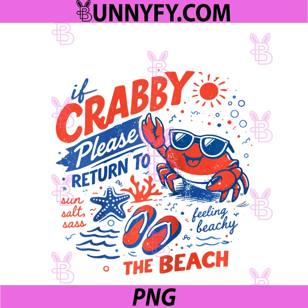 Funny Crabby Beach PNG, Vibes Preppy Coastal Summer Vacation Raglan PNG
