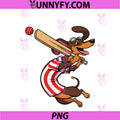 Funny Cricket Sausage Dog PNG, Batsman Dachshund PNG