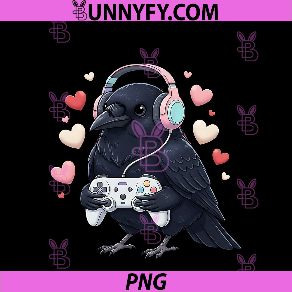 Funny Crow Bird Gamer Gaming Video Games PNG, Valentines Day PNG