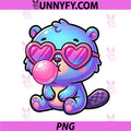 Funny Cute Beaver PNG, Blowing Bubble Gum Animal PNG