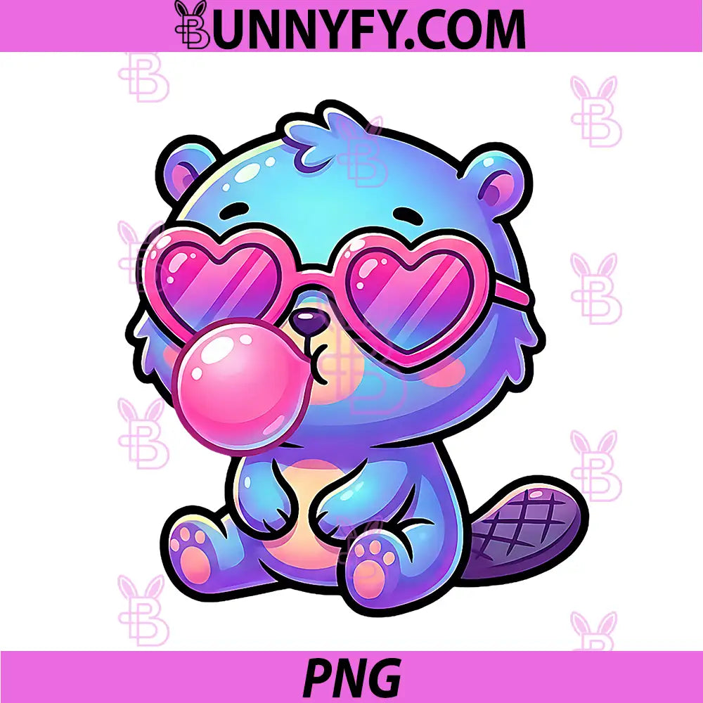Funny Cute Beaver PNG, Blowing Bubble Gum Animal PNG