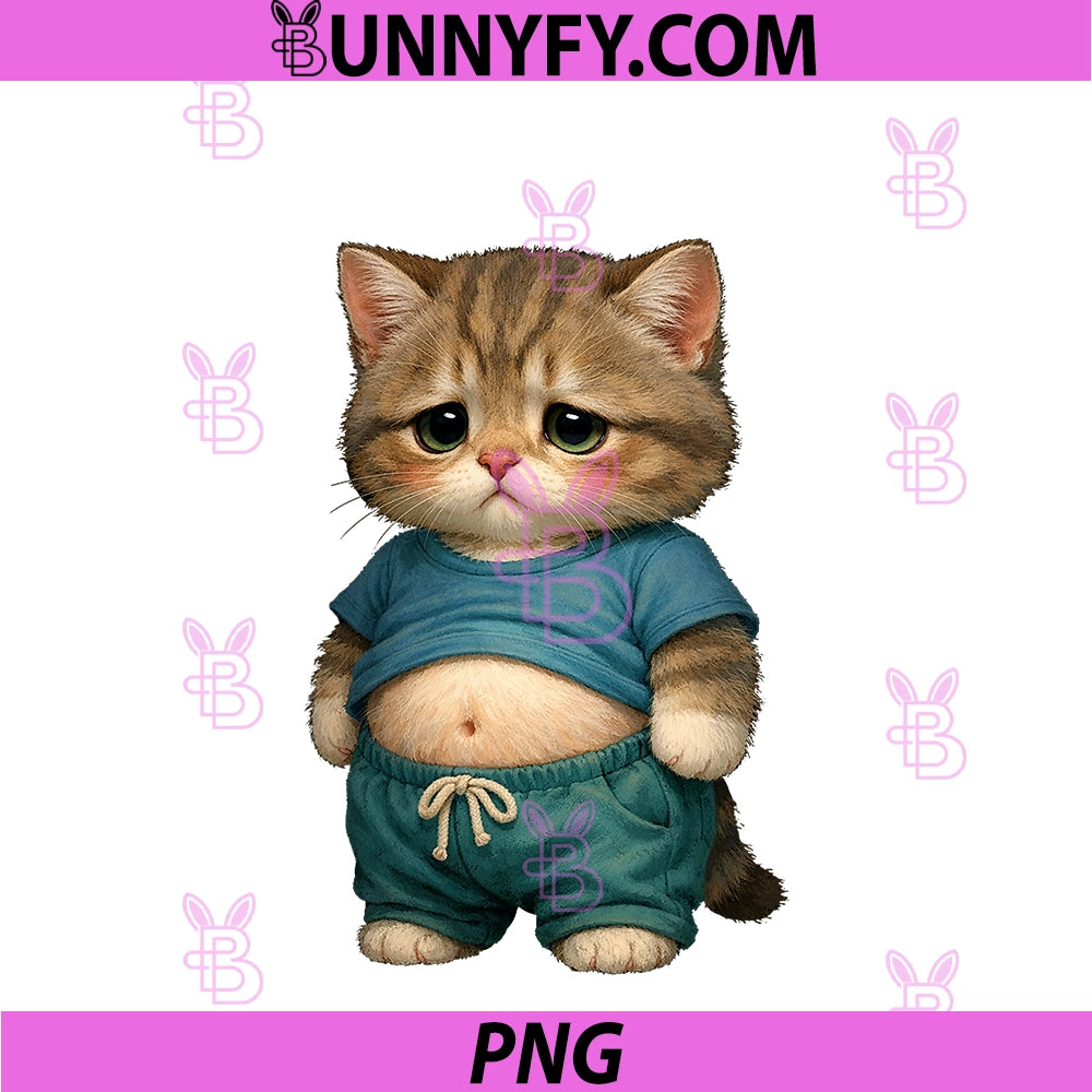 Funny Cute Cat PNG, Adorable Belly Out Cats Lover PNG