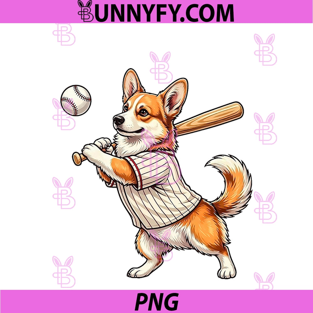 Funny Cute Corgi Playing PNG, Baseball Dog Batter Sport Graphic PNG