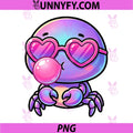 Funny Cute Crab PNG, Blowing Bubble Gum Animal PNG