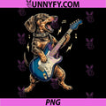 Cute Dachshund Playing Electric PNG, Guitar Rocker Dog PNG
