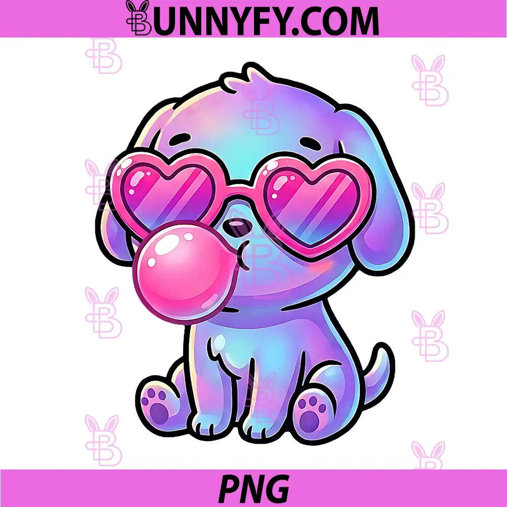 Funny Cute Dog PNG, Blowing Bubble Gum Animal PNG