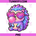 Funny Cute Hedgehog PNG, Blowing Bubble Gum Animal PNG