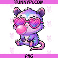 Funny Cute Opossum PNG, Blowing Bubble Gum Animal PNG