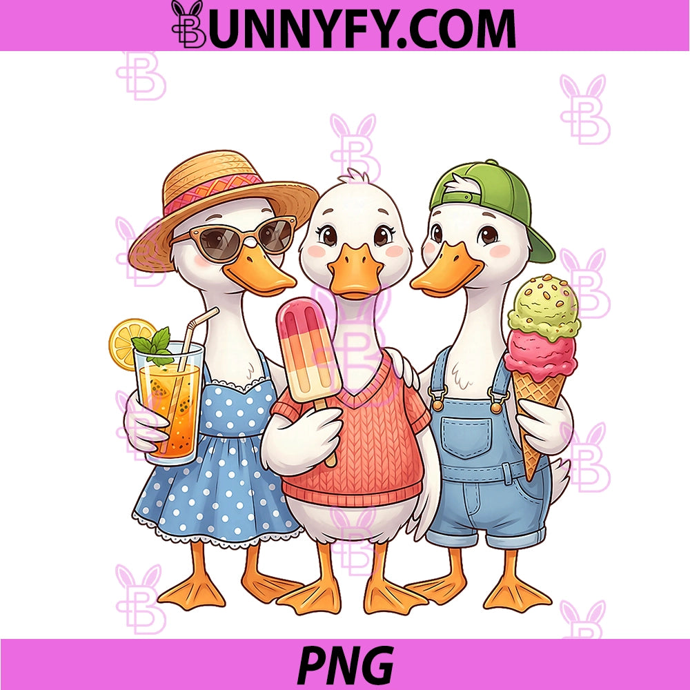 Funny Cute PNG, Summer Duckling Ice Cream Duck PNG