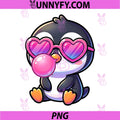 Funny Cute Penguin PNG, Blowing Bubble Gum Animal PNG