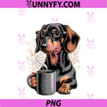 Funny Dachshund Coffee Lover Smart Wiener Dog PNG, With Glasses PNG