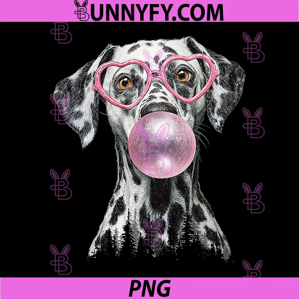 Dalmatian Blowing Wearing Glasses PNG, Cute Heart Dog PNG