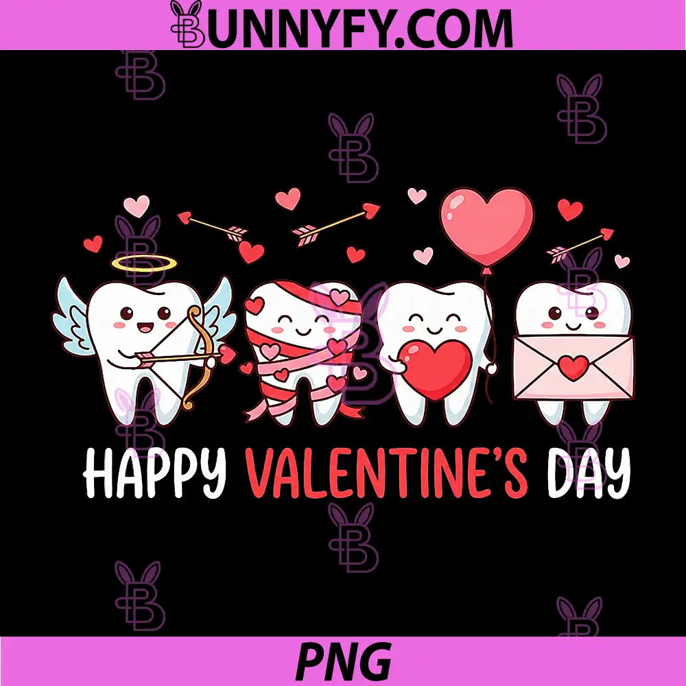 Funny Dental Nurse Squad PNG, Happy Valentine Day Teeth Cupids PNG