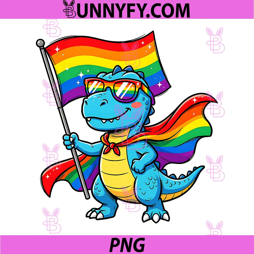 Funny Dino Pride PNG, Rainbow Gay Pride PNG