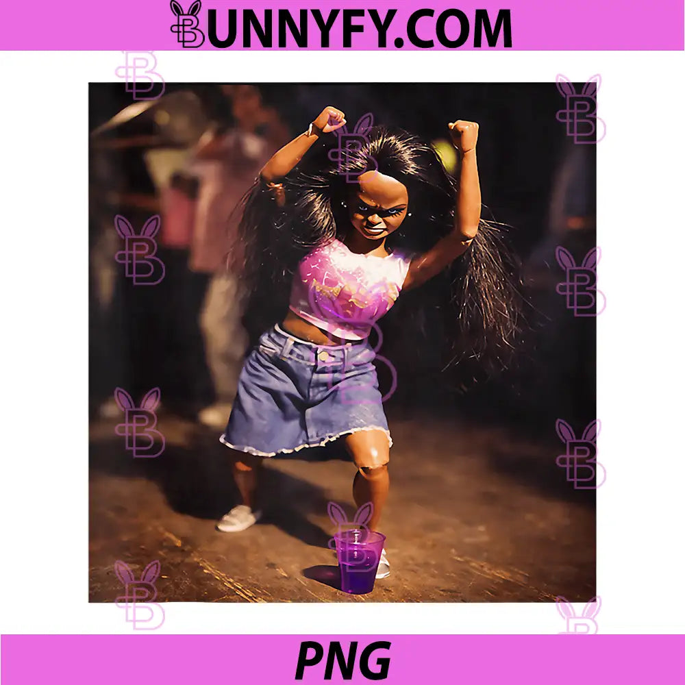 Funny Disgusting Doll Face PNG, Meme Girl Dancing Party PNG