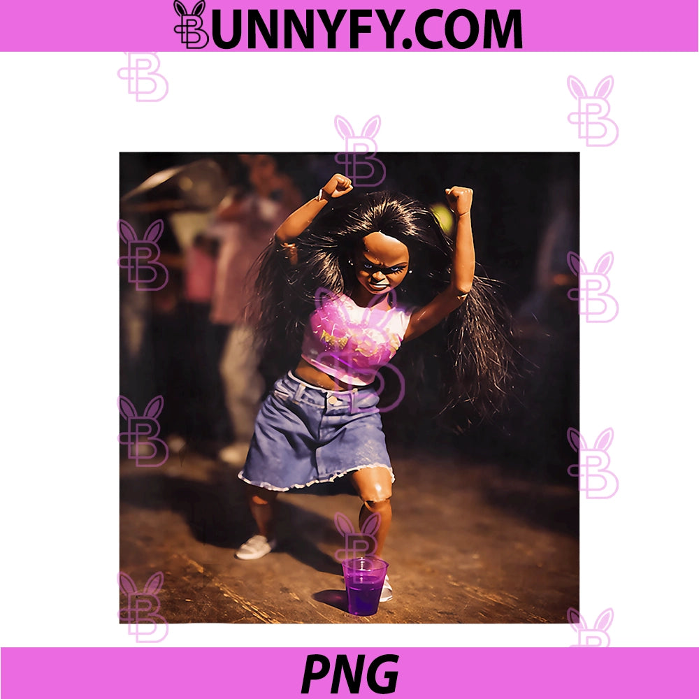 Funny Disgusting Doll Face Meme PNG, Girl Dancing Party PNG