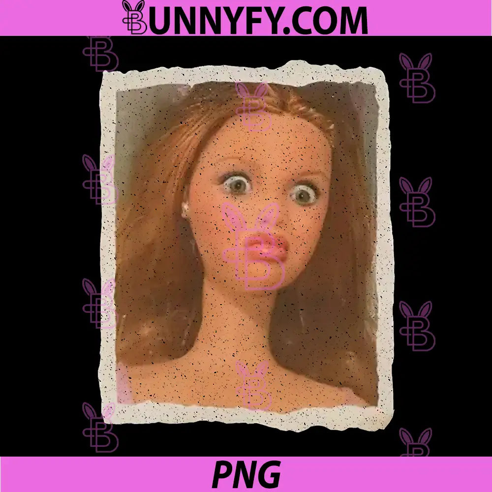 Doll Face Silly Expression Meme PNG, Funny Creepy Toy Face PNG