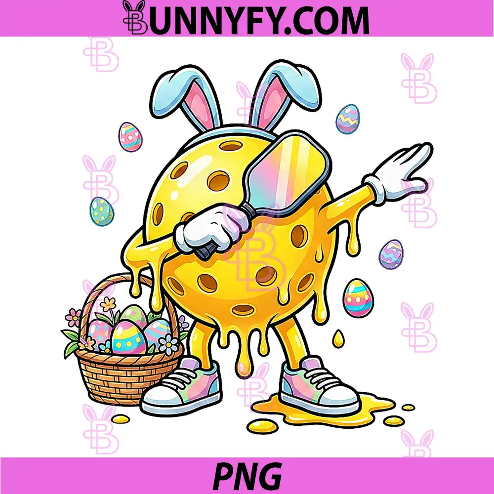 Drip Pickleball Bunny PNG, Easter Day PNG