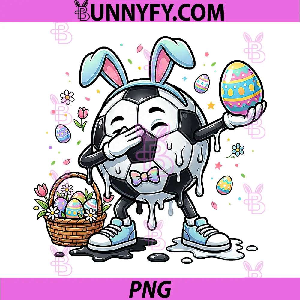Funny Drip Soccer Bunny PNG, Easter Day PNG