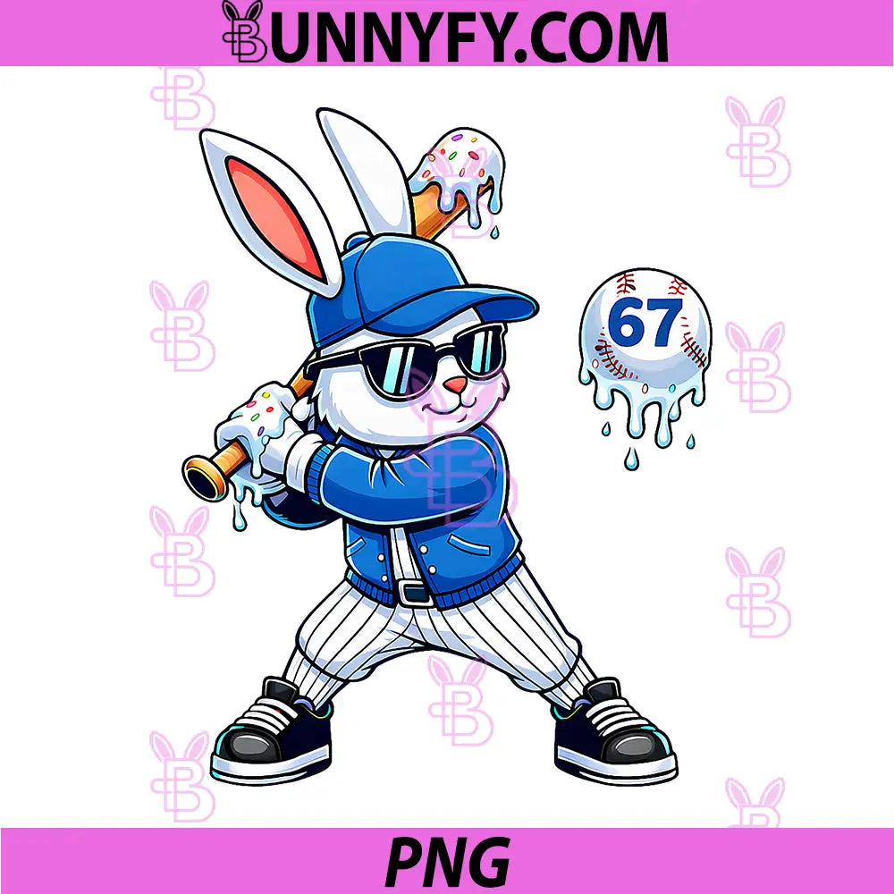 Funny Dripping Drip Baseball PNG, Rabbit Bunny Easter PNG