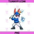 Funny Dripping Drip Baseball Rabbit PNG, Bunny Easter PNG