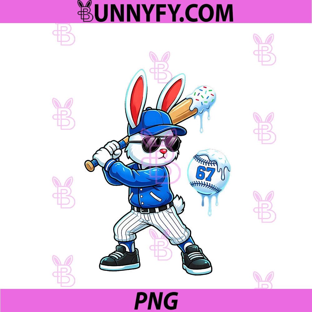 Funny Dripping Drip Baseball Rabbit PNG, Bunny Easter PNG