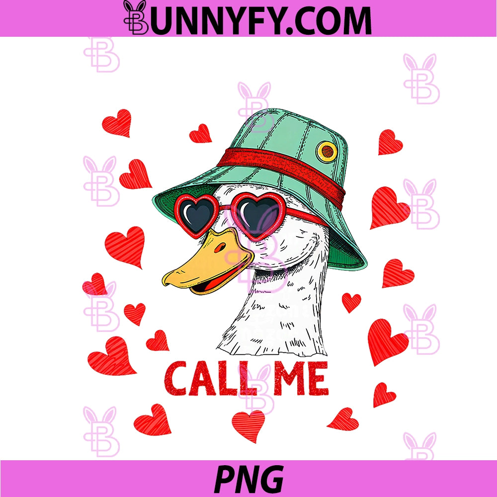 Funny Duck Buck PNG, Valentines Day Heart Hunting Call Me Hunter PNG