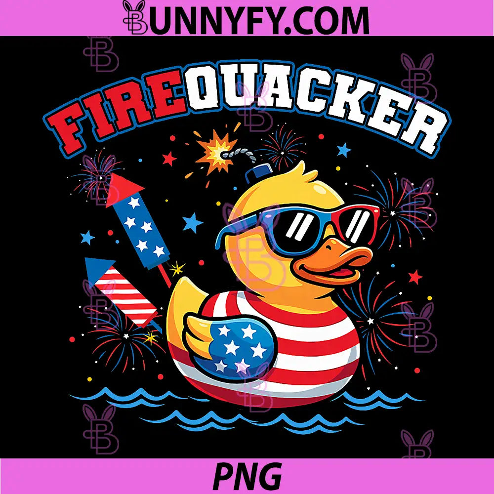 Funny Duck Firequacker PNG, Patriotic Fourth of July PNG