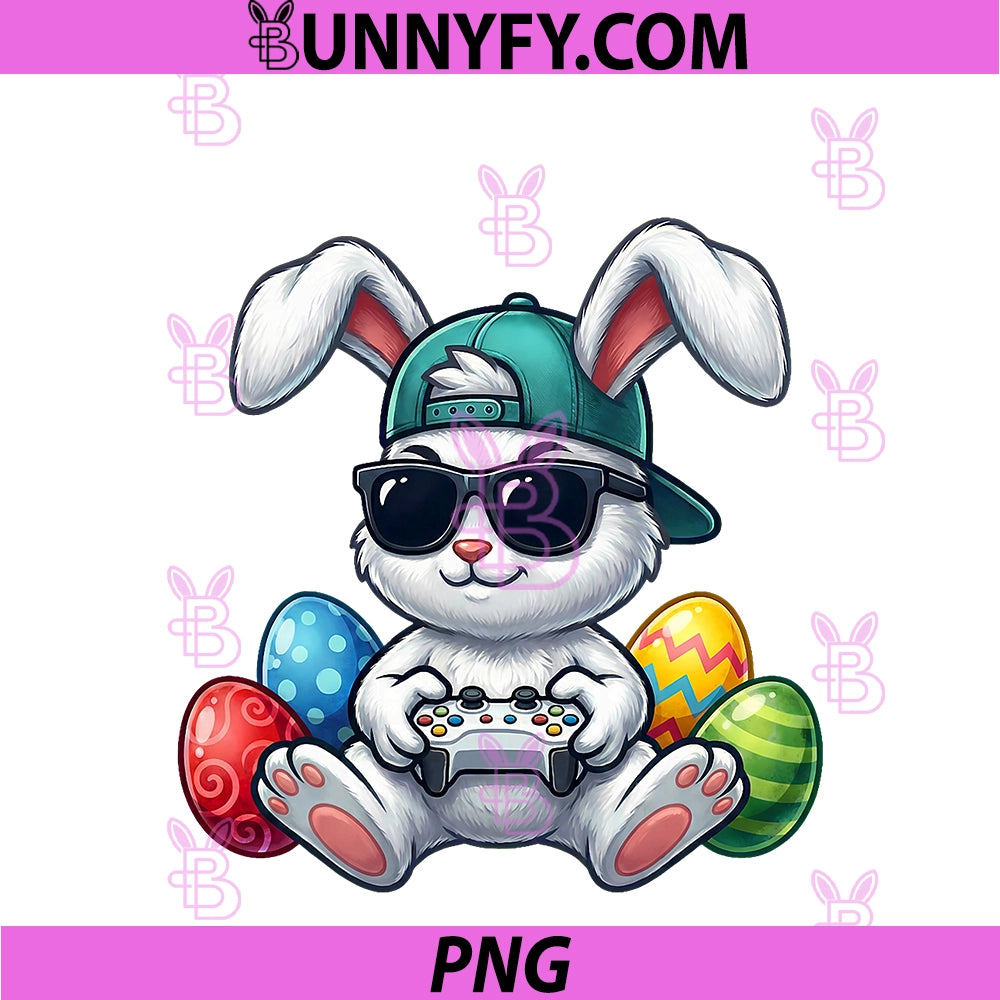 Funny Easter Bunny Gaming Video Game PNG, Gamer Easter Day PNG